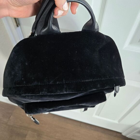 Salvatore Ferragamo Black Velvet Backpack with Front Pocket main image 12